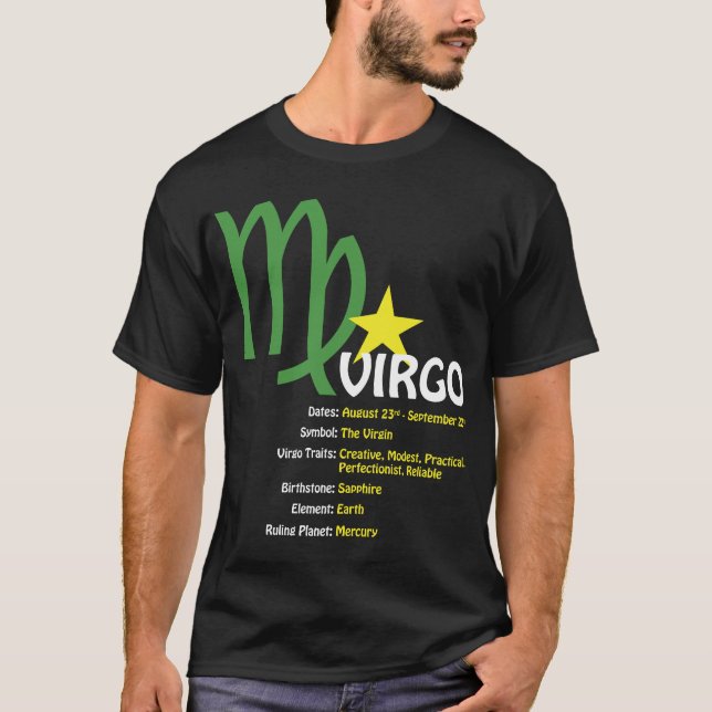 Camiseta T-shirt da obscuridade dos traços do Virgo (Frente)