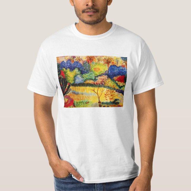 Camiseta T-shirt da paisagem de Gauguin Tahitian (Frente)