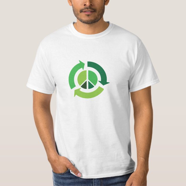Camiseta T-shirt da paz & do reciclar! (Frente)