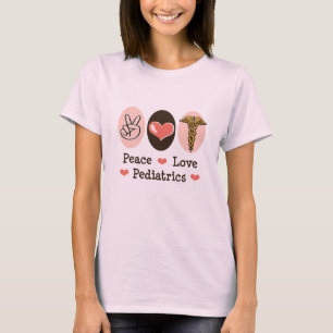 Camiseta T-shirt da pediatria do amor da paz orgânico