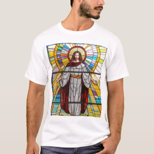 Camiseta T-shirt da pintura mural do vitral do Jesus Cristo