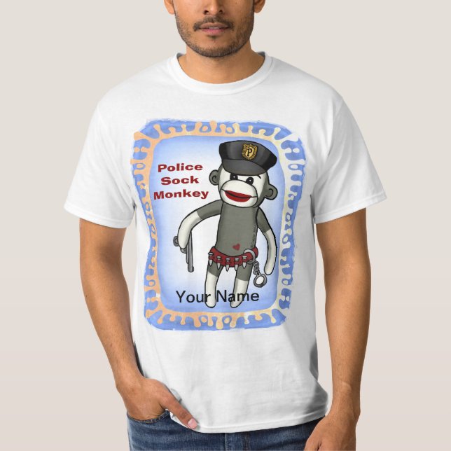 Camiseta T-Shirt da Polícia de Macaco-Meia (Frente)