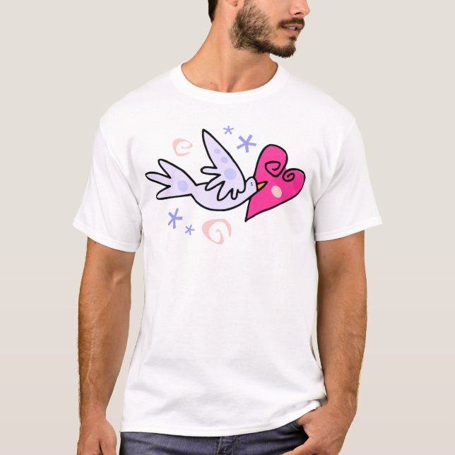 Camiseta T-shirt da pomba do amor (Frente)