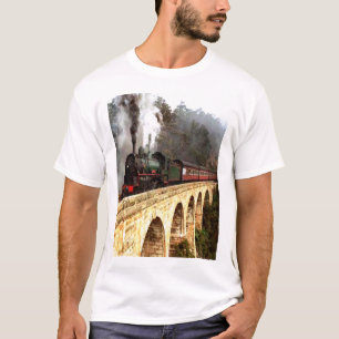 Camiseta T-shirt da ponte de cruzamento do trem do vapor