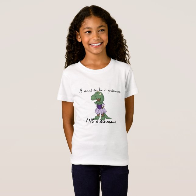 Camiseta t-shirt da princesa e do dinossauro (Frente Completa)