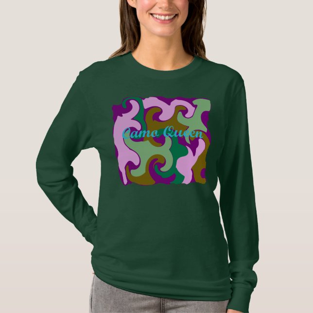 Camiseta T-shirt da rainha de Camo (Frente)