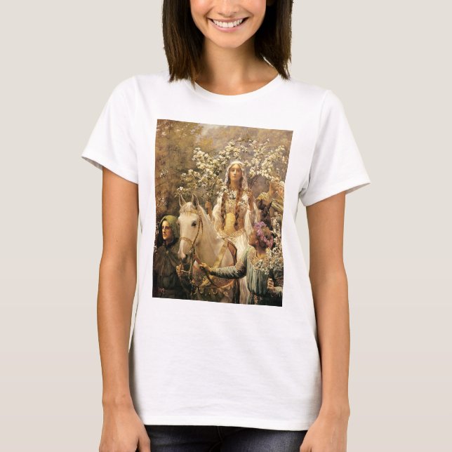 Camiseta T-shirt da rainha Guinevere Maying (Frente)
