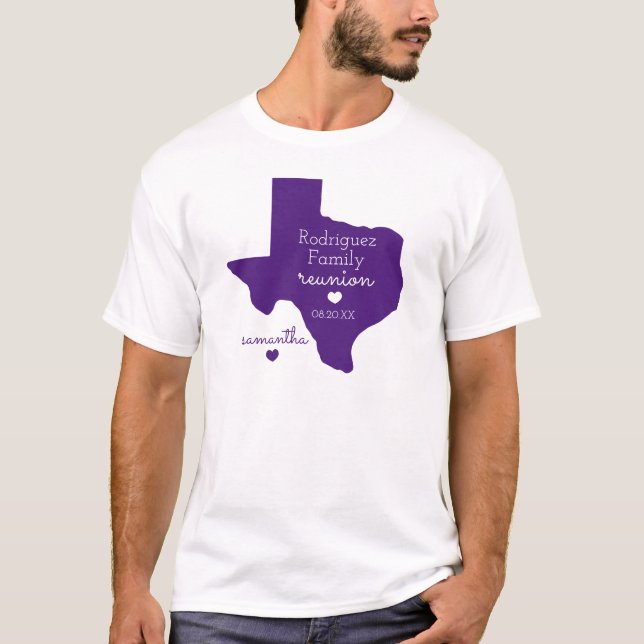 Camiseta T-Shirt da Reunião Familiar do Estado Roxo do Texa (Frente)