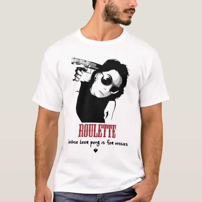 Camiseta T-shirt da roleta de russo (Frente)