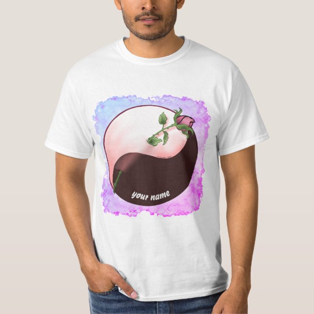 Camiseta t-shirt da rosa vermelha yin yang (Frente)