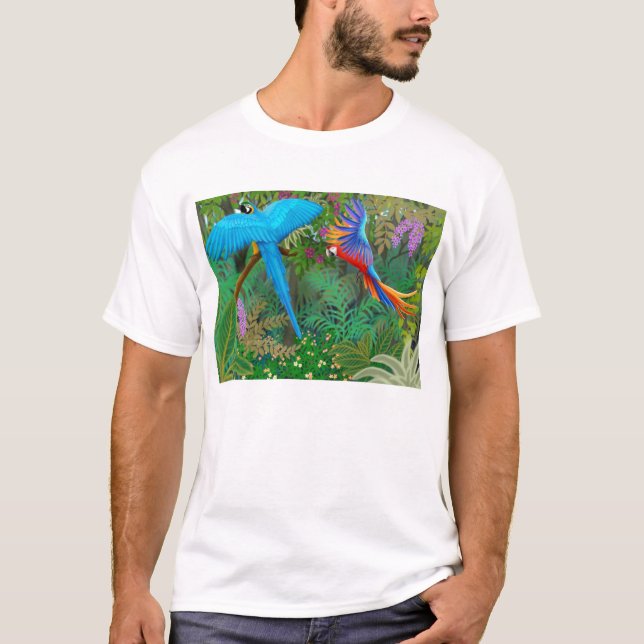 Camiseta T-shirt da selva do Macaw (Frente)