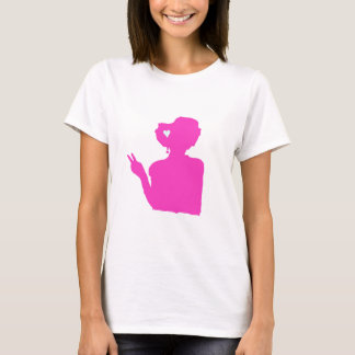 Camiseta T-shirt da senhora cor-de-rosa