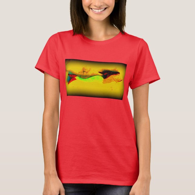 Camiseta t-shirt da sereia de natação (Frente)