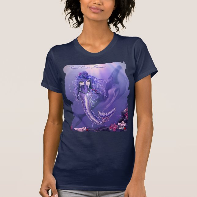 Camiseta T-Shirt da Sereia do Oceano Roxo (Frente)
