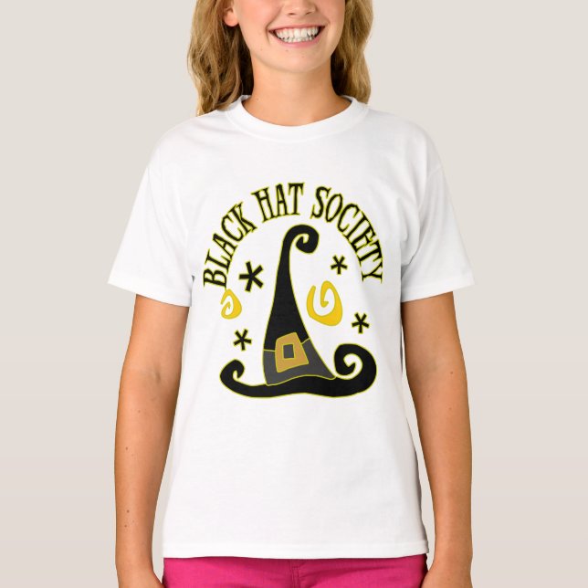 Camiseta T-shirt da sociedade do chapéu negro (Frente)