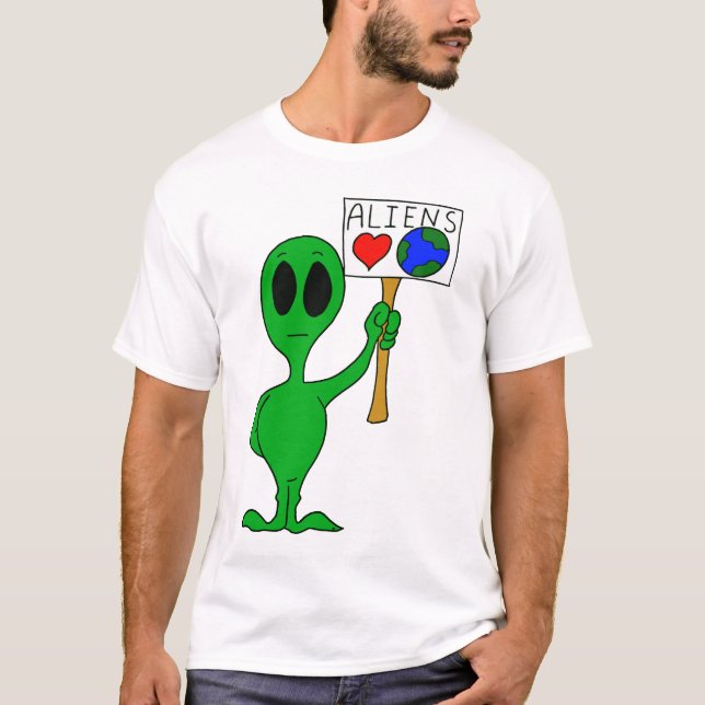 Camiseta T-shirt da terra do amor dos aliens (Frente)