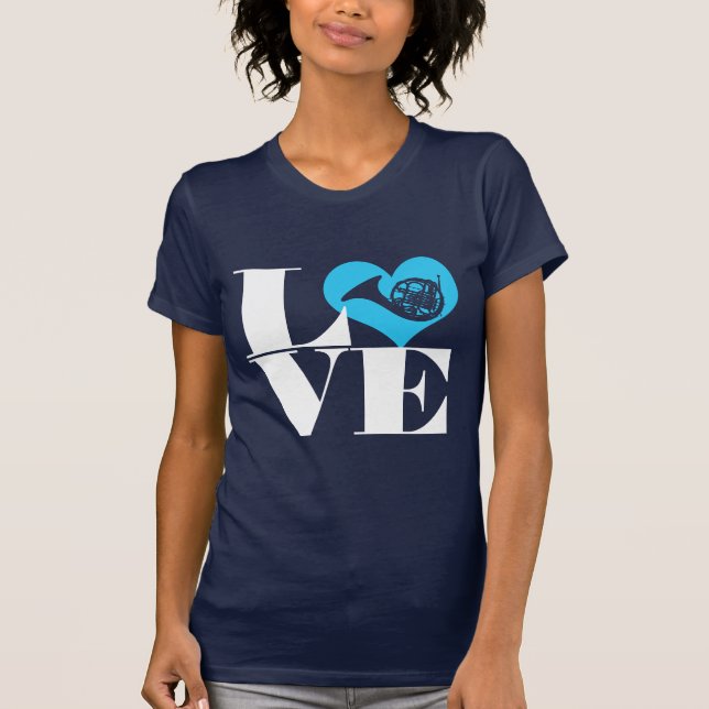 Camiseta T-shirt da trompa francesa do amor (Frente)