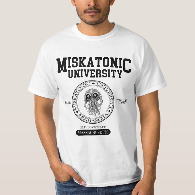 Camiseta T-shirt da universidade de Miskatonic (Frente)