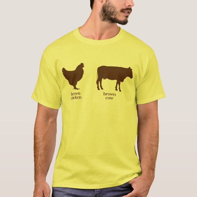Camiseta T-shirt da vaca de Brown da galinha de Brown (Frente)