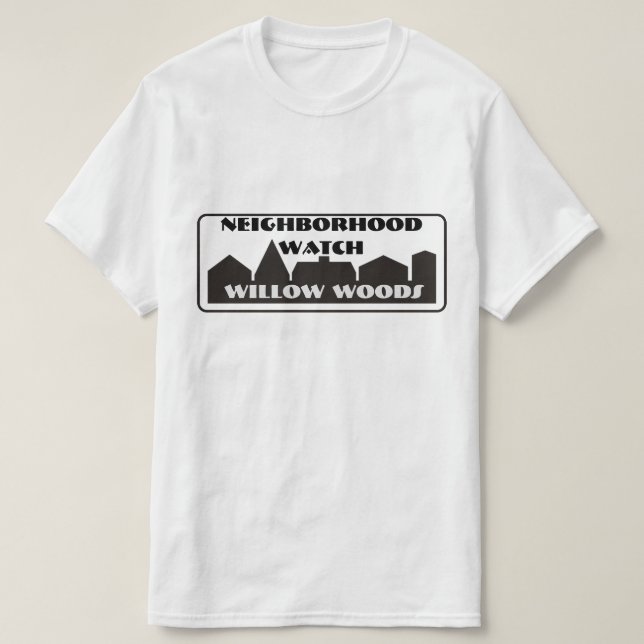 Camiseta T-shirt da vigilância de bairro (Frente do Design)