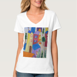 Camiseta T-Shirt da Vila abstrato de Verão