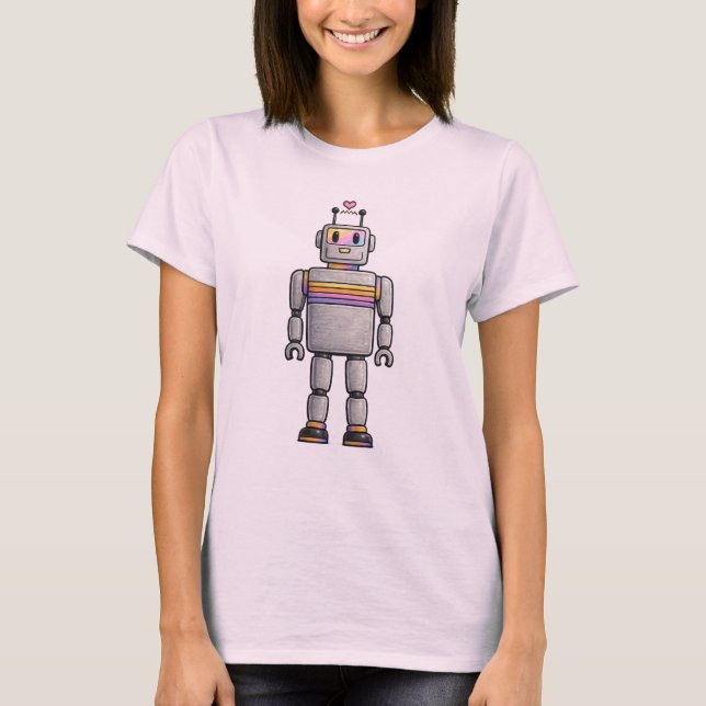 Camiseta T-Shirt Damen mit Roboter (Frente)