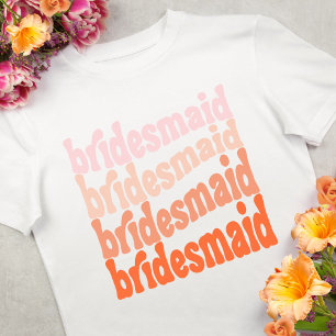 Camiseta T-shirt das Bridesmaid, pêssego cor-de-laranja-ret