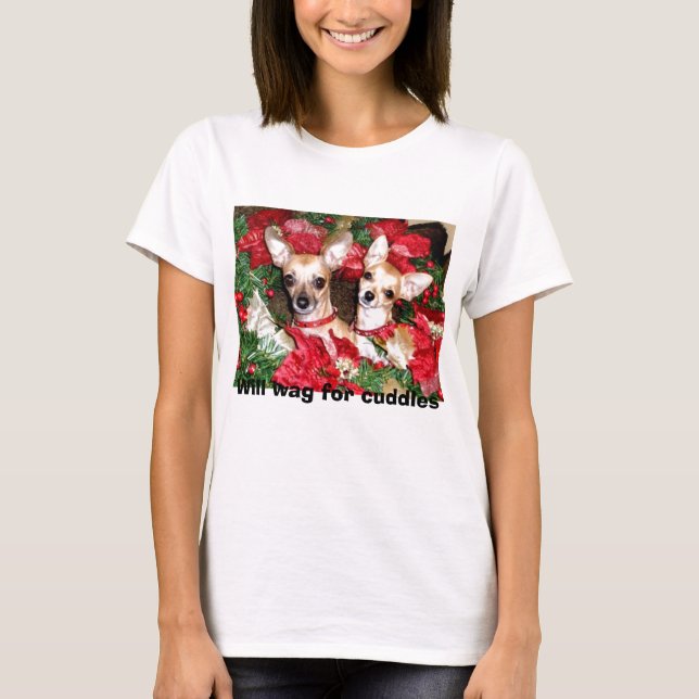 Camiseta T-shirt das chihuahuas do Natal (Frente)