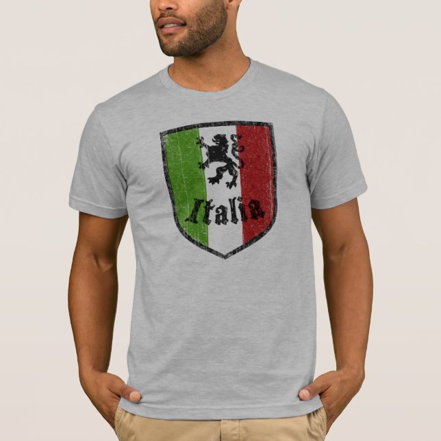 Camiseta T-shirt das cinzas da crista da bandeira de Italia (Frente)