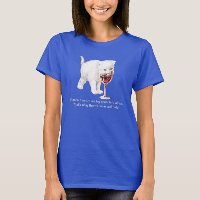 Camiseta T-shirt das citações do amante do vinho e do gato (Frente)