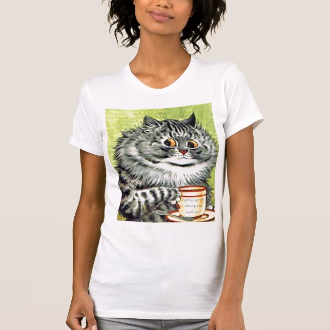 Camiseta T-shirt das citações do gato do chá (Frente)