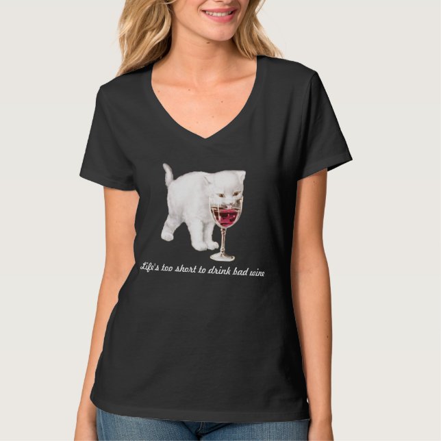 Camiseta T-shirt das citações do gato do vinho tinto das (Frente)