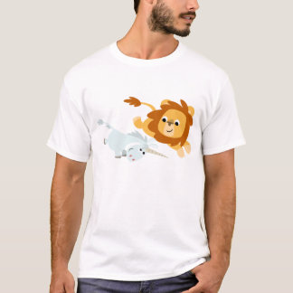 Camiseta T-shirt das crianças bonitos do leão e do
