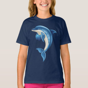 Camiseta T-Shirt das Crianças de Golfinhos Sorrindo