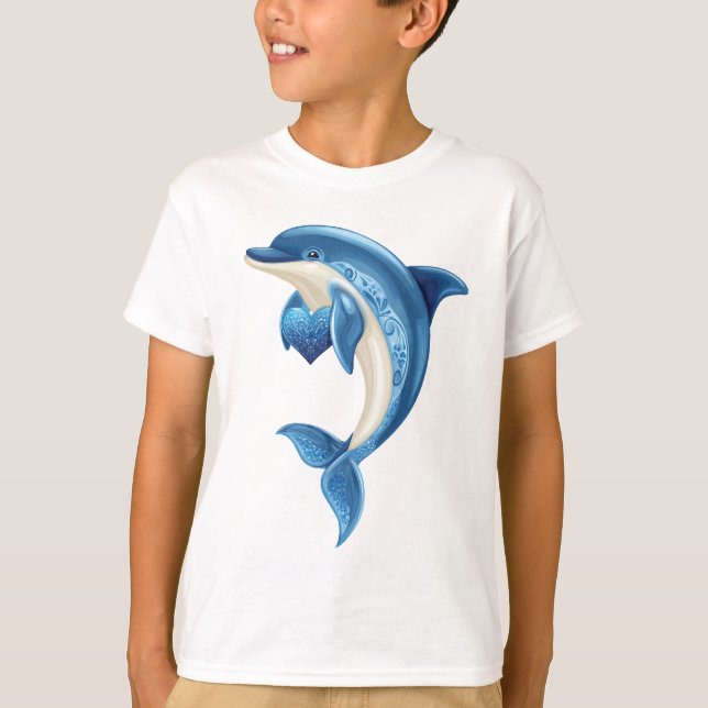 Camiseta T-Shirt das Crianças de Golfinhos Sorrindo (Frente)