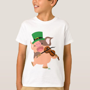 Camiseta T-shirt das crianças do porco do violinista do Di