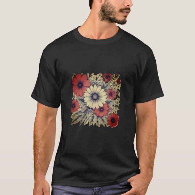 Camiseta T-shirt das flores da manhã (Frente)