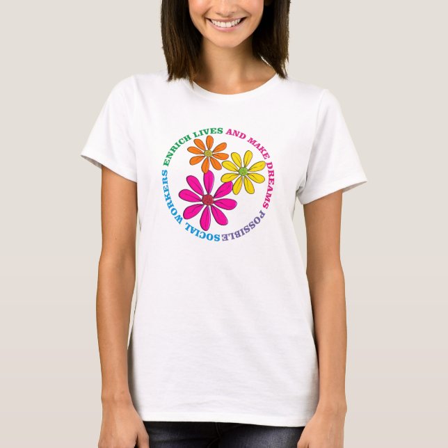 Camiseta T-shirt das margaridas do assistente social (Frente)