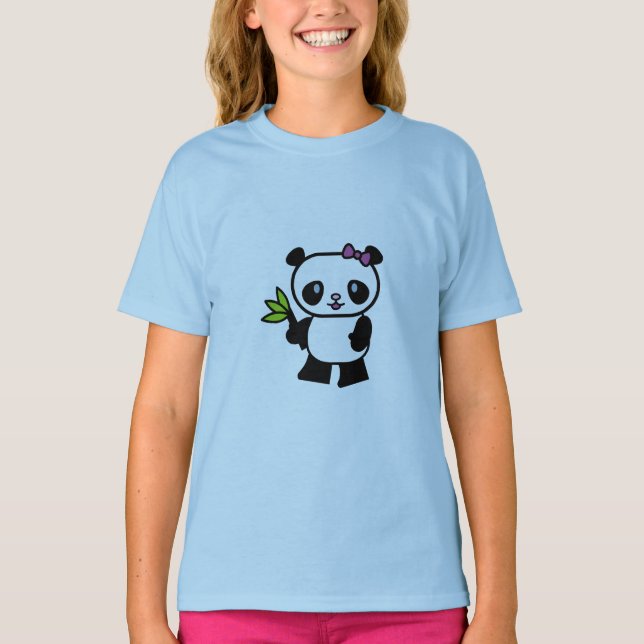 Camiseta T-shirt das meninas da panda (Frente)