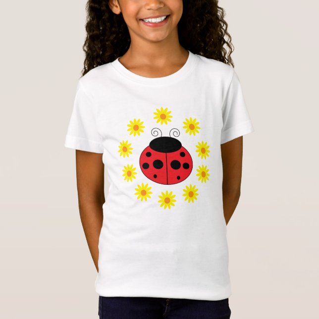 Camiseta T-shirt das meninas das margaridas do joaninha (Frente)