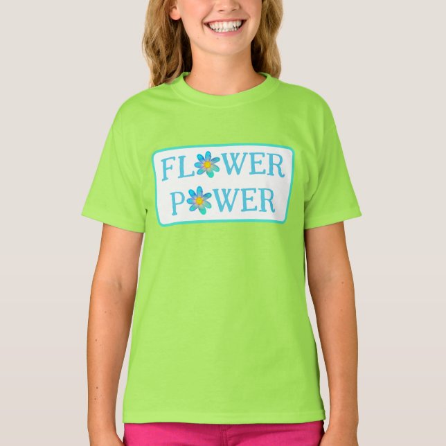 Camiseta T-Shirt das Meninas de Energia Flor Divertida (Frente)