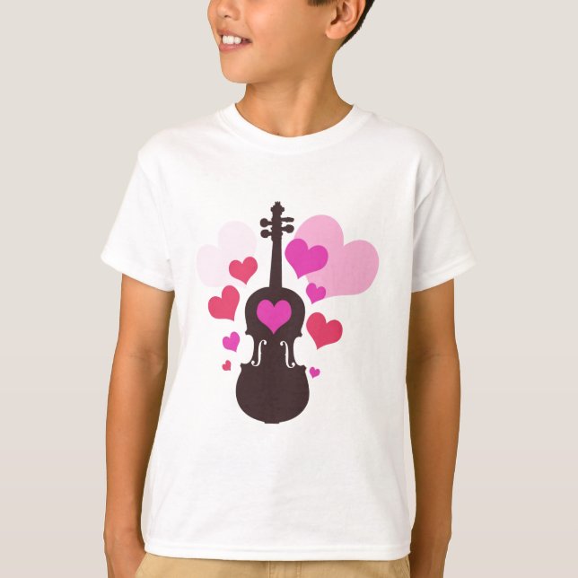 Camiseta T-shirt das meninas do amor do violino (Frente)