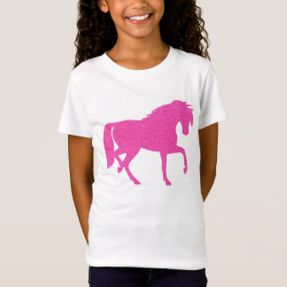 Camiseta T-shirt das meninas do cavalo do brilho do rosa