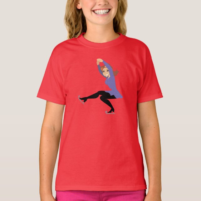 Camiseta T-shirt das meninas do patinagem artística (Frente)