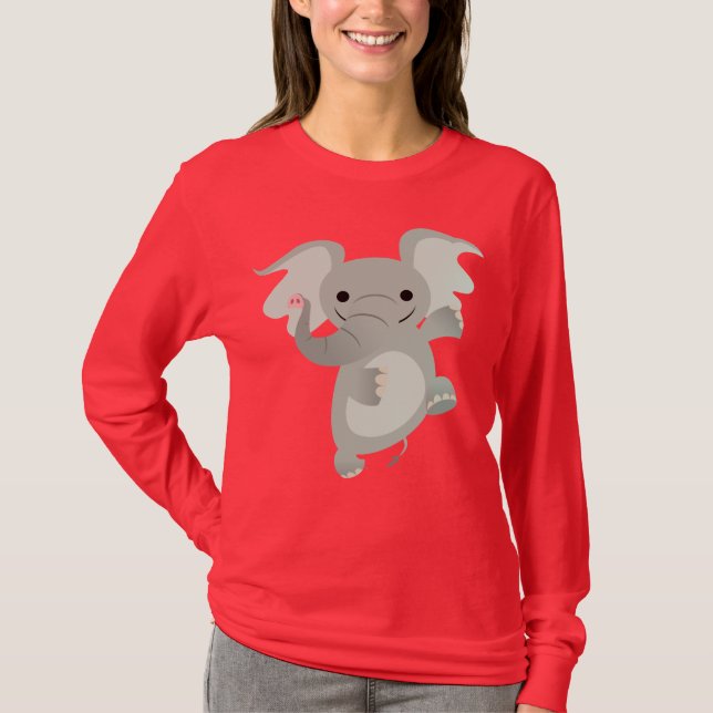 Camiseta T-shirt das mulheres do elefante dos desenhos (Frente)