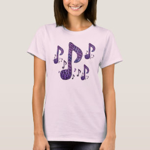 Camiseta T-Shirt das Notas de Música Roxo Sparkle