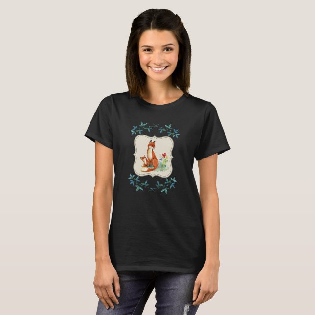 Camiseta T-shirt das raposas do Fox da mãe & do bebê (Frente Completa)