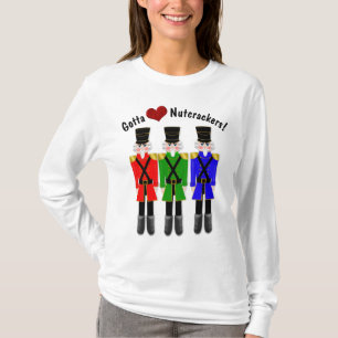 Camiseta T-shirt das senhoras, Capa longa, Nutcrackers do