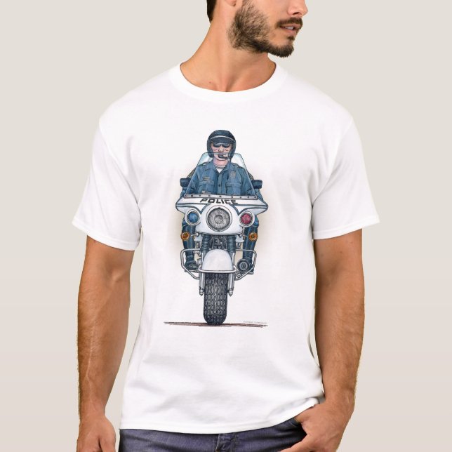 Camiseta T-shirt das senhoras da motocicleta da polícia (Frente)