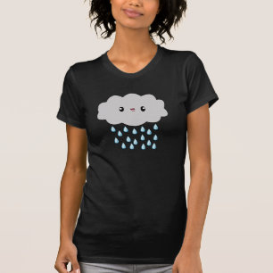 Camiseta T-shirt das senhoras da nuvem de chuva de Kawaii